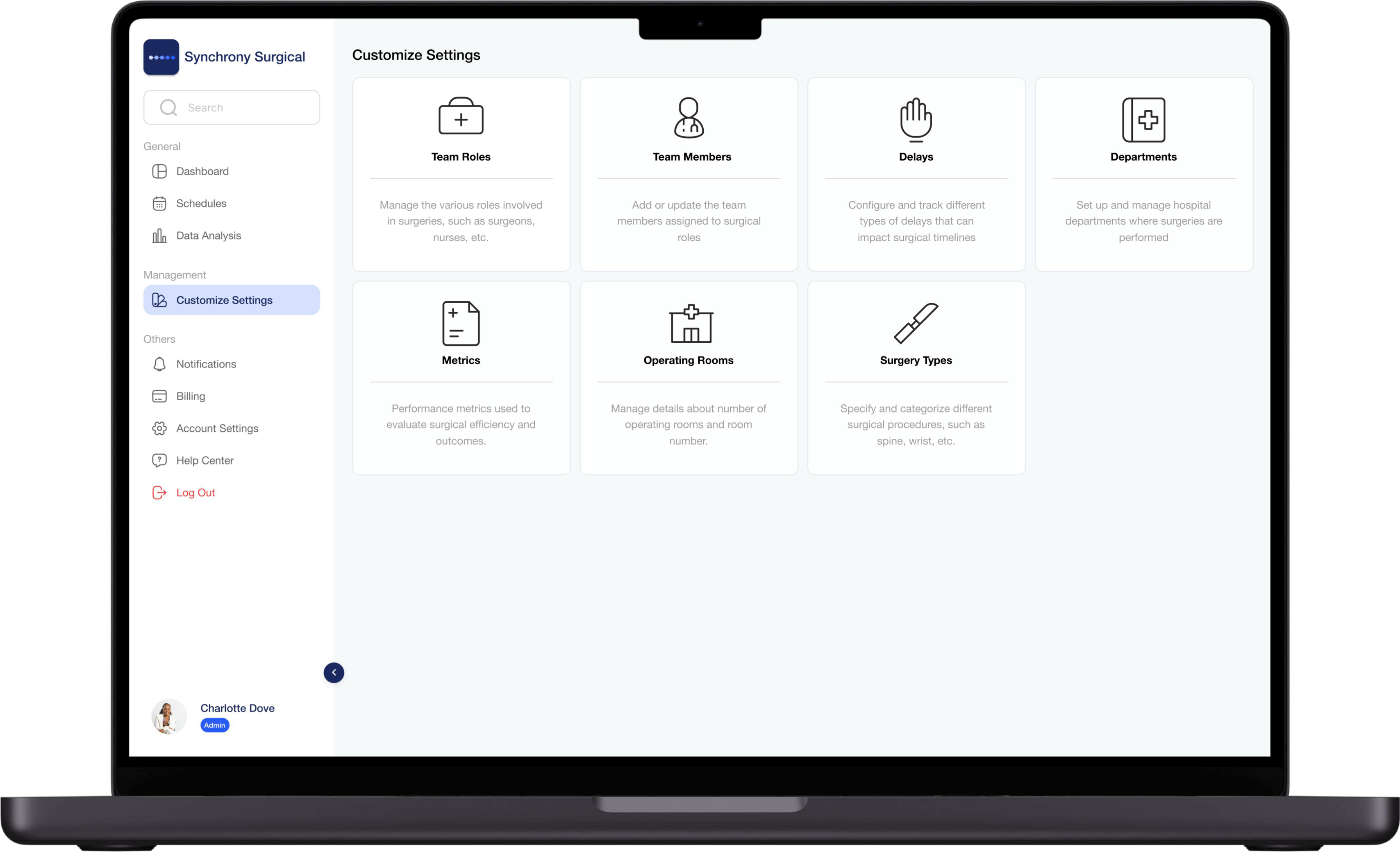 Define surgical case flow expectations in the Synchrony admin portal